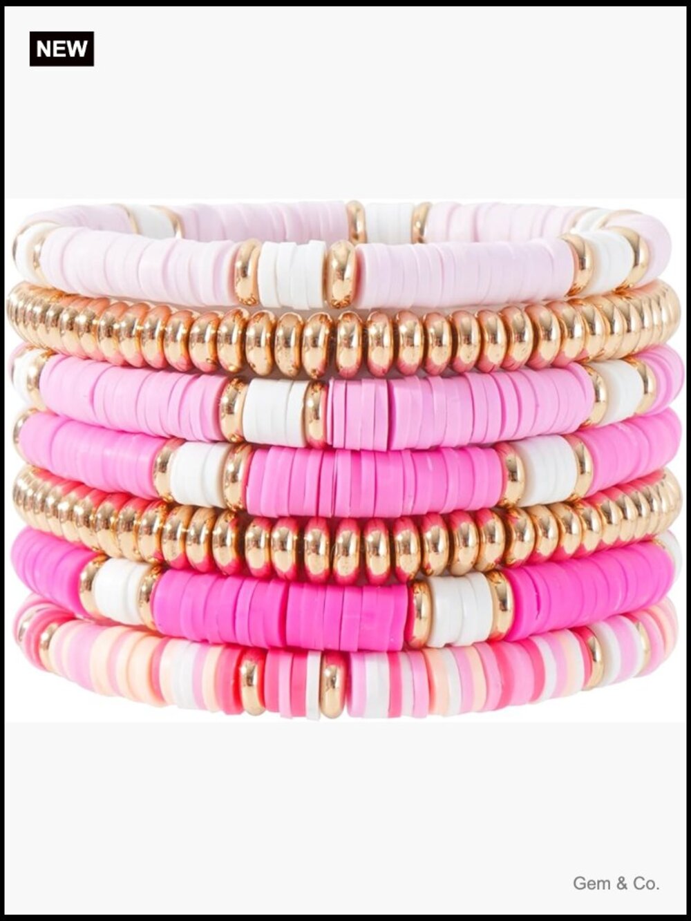Stretch Beaded Bracelet Set for Women Gold Plated Clay Bead Stackable Layering
